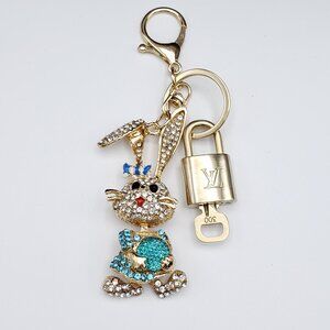Authentic Louis Vuitton Lock & Key with Unbranded Bunny Charm, Keychain